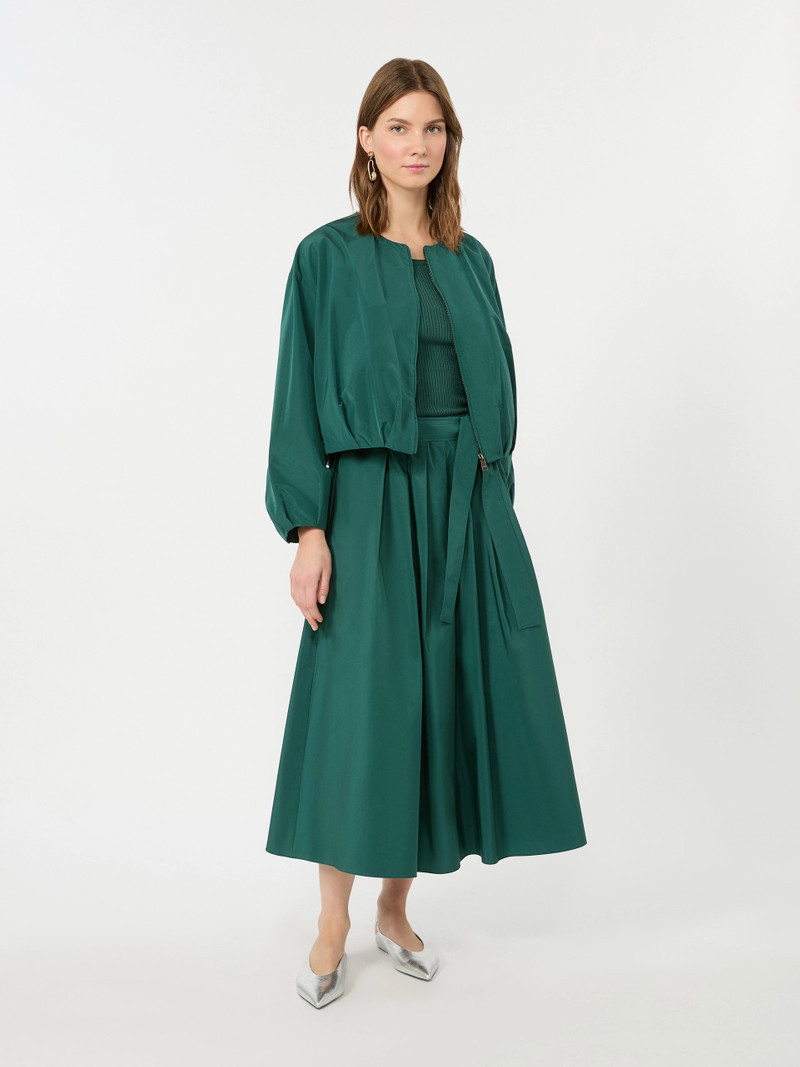ALPACA Long cotton-blend taffeta skirt - DARK GREEN 2