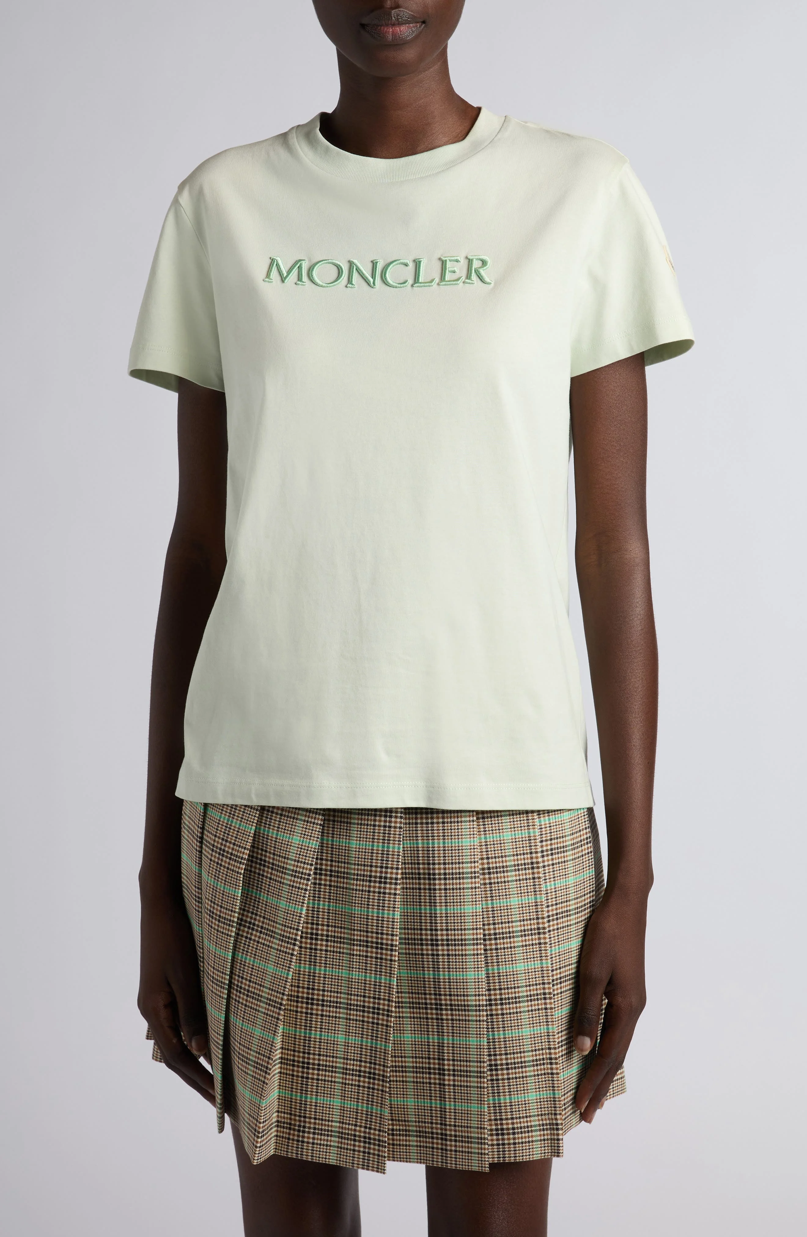 Moncler Embroidered Logo T-Shirt in Green at Nordstrom - 1