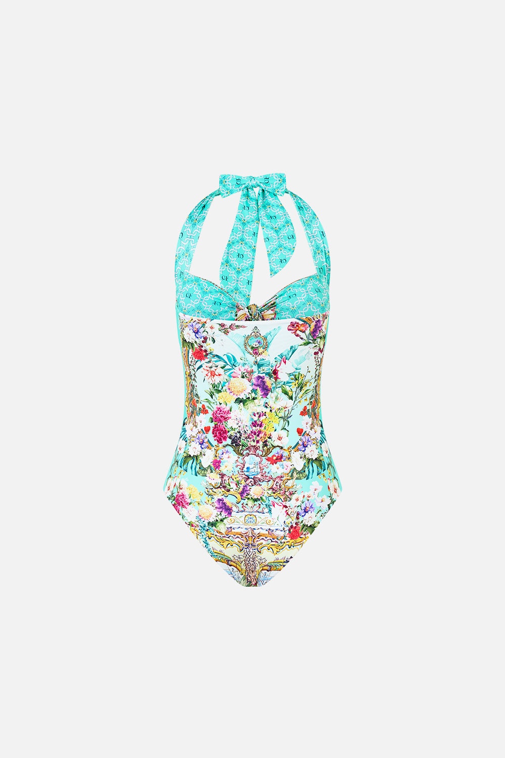 TIE FRONT HALTER NECK ONE PIECE - 8