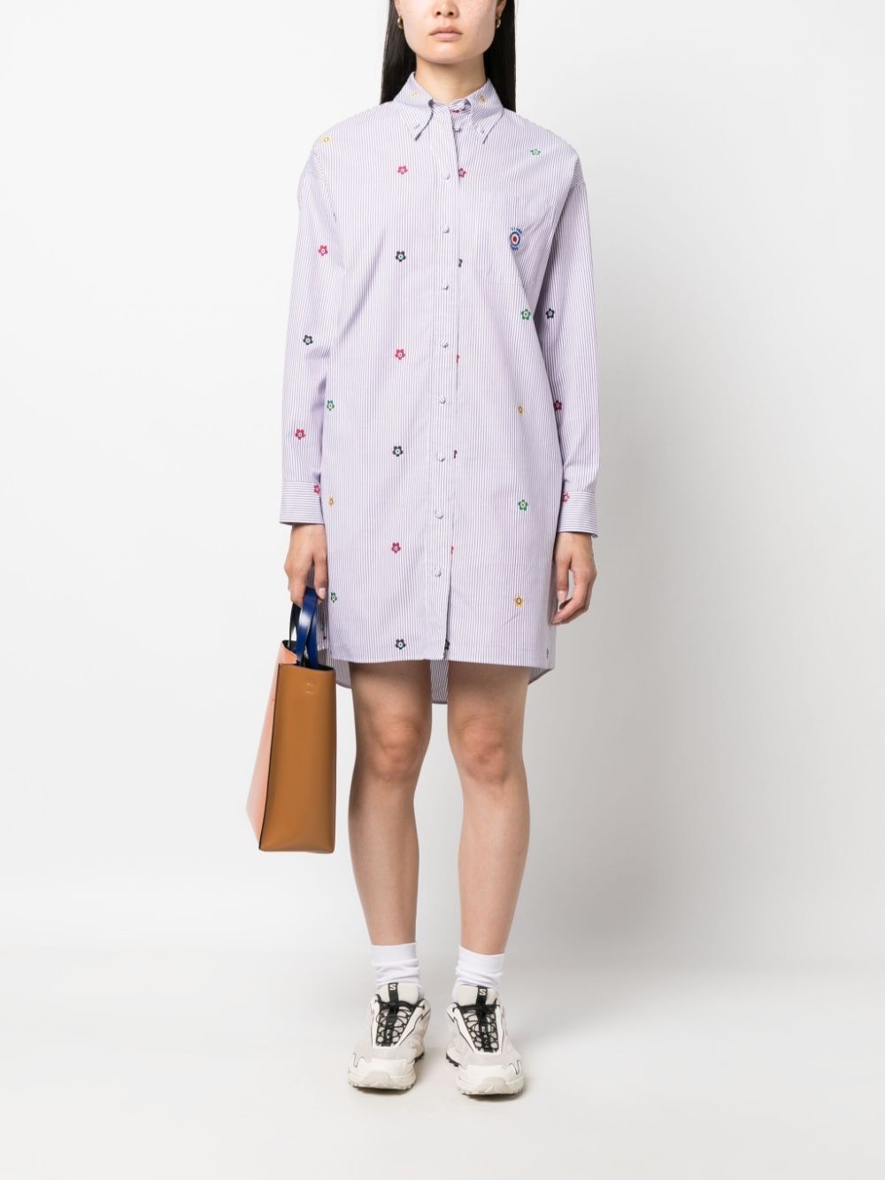design-embroidered poplin shirtdress - 2
