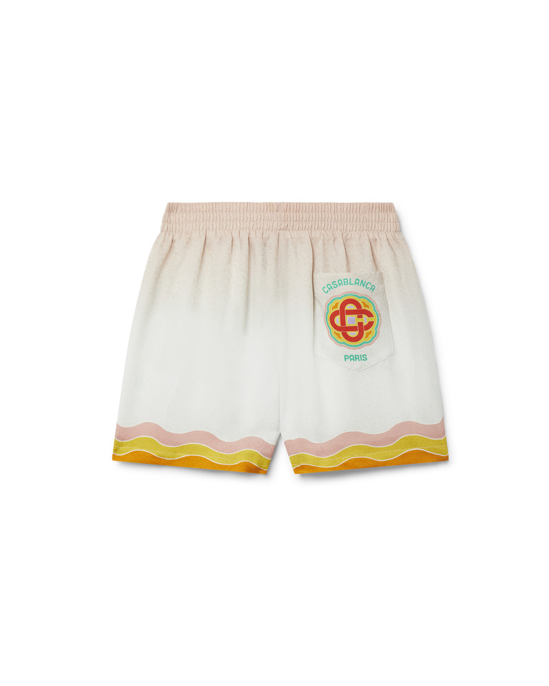 CASABLANCA Rainbow Monogram Silk Shorts outlook