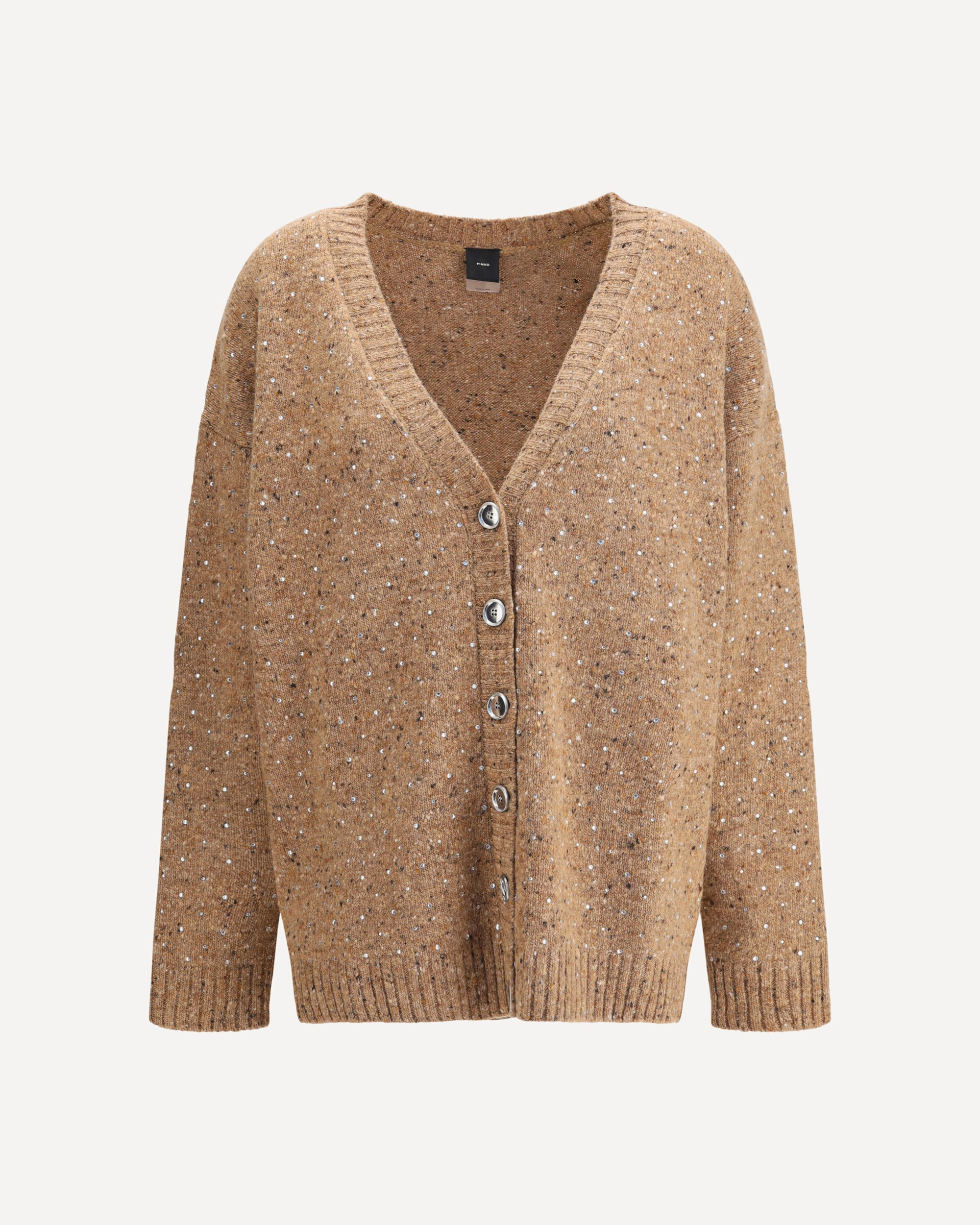 Bouclé fabric Cardigan with rhinestones - 1