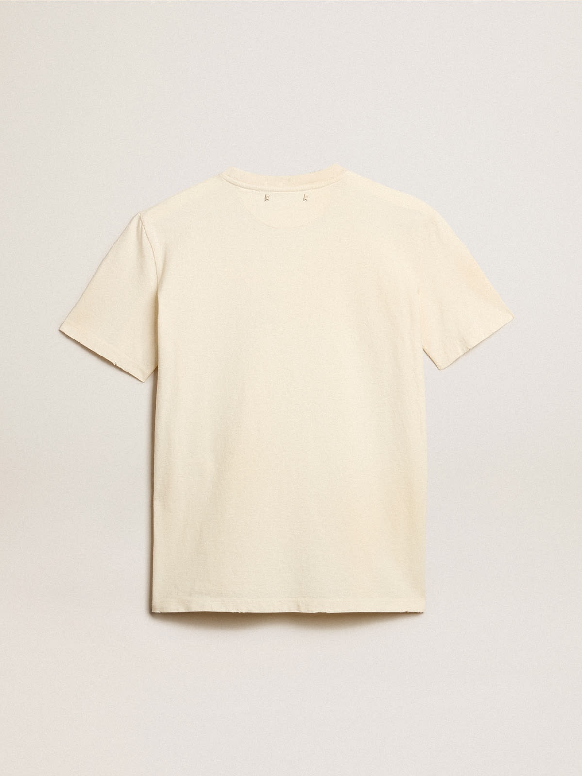 Women’s cotton T-shirt in aged white with embroidered lettering - 6