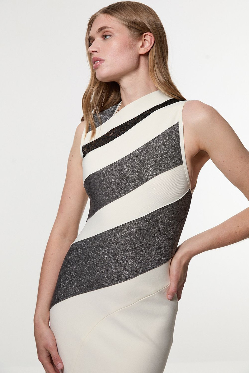 Figure Form Bandage Lace Detail Sleeveless Knit Maxi Dress 1