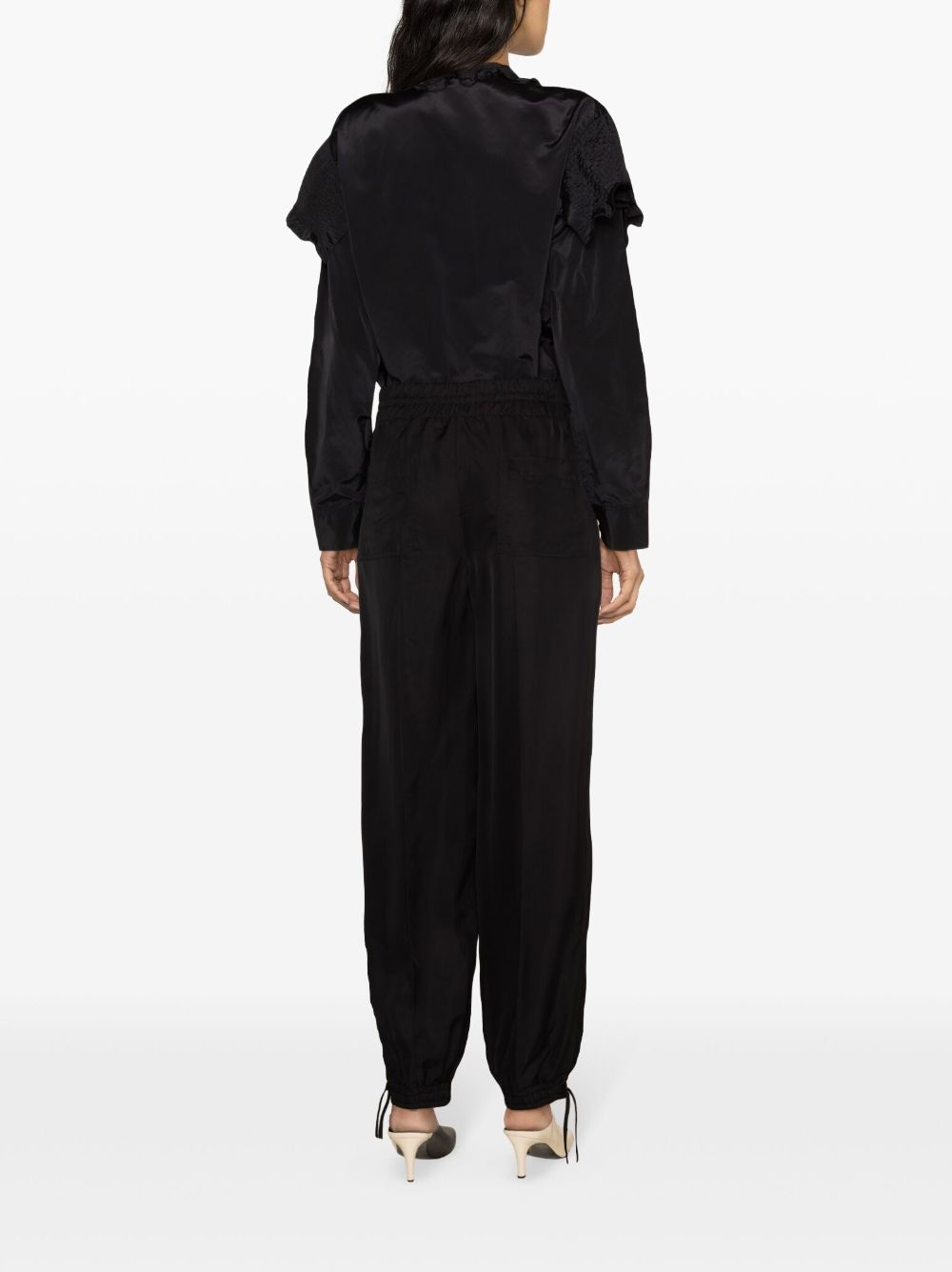 drawstring-waist tapered trousers - 4