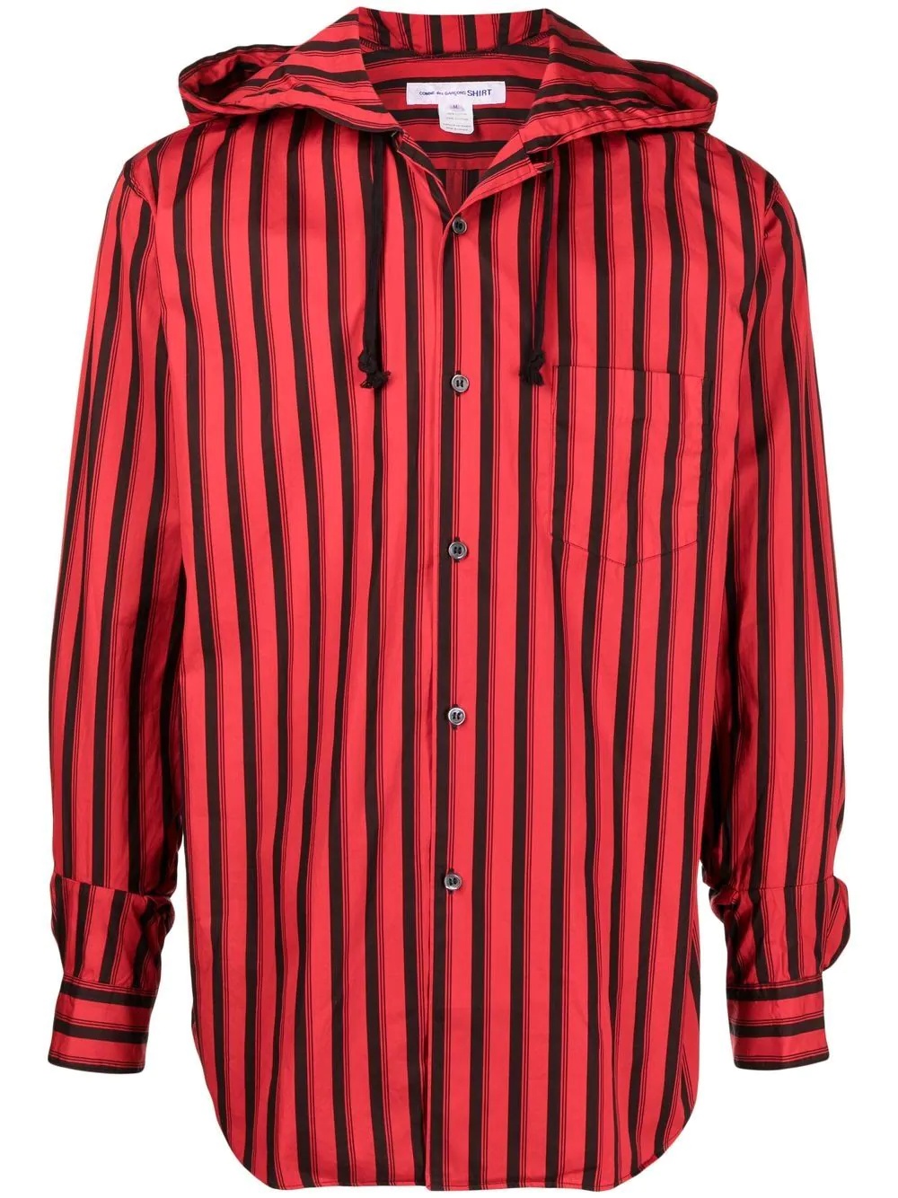 striped long-sleeve hooded shirt - 1