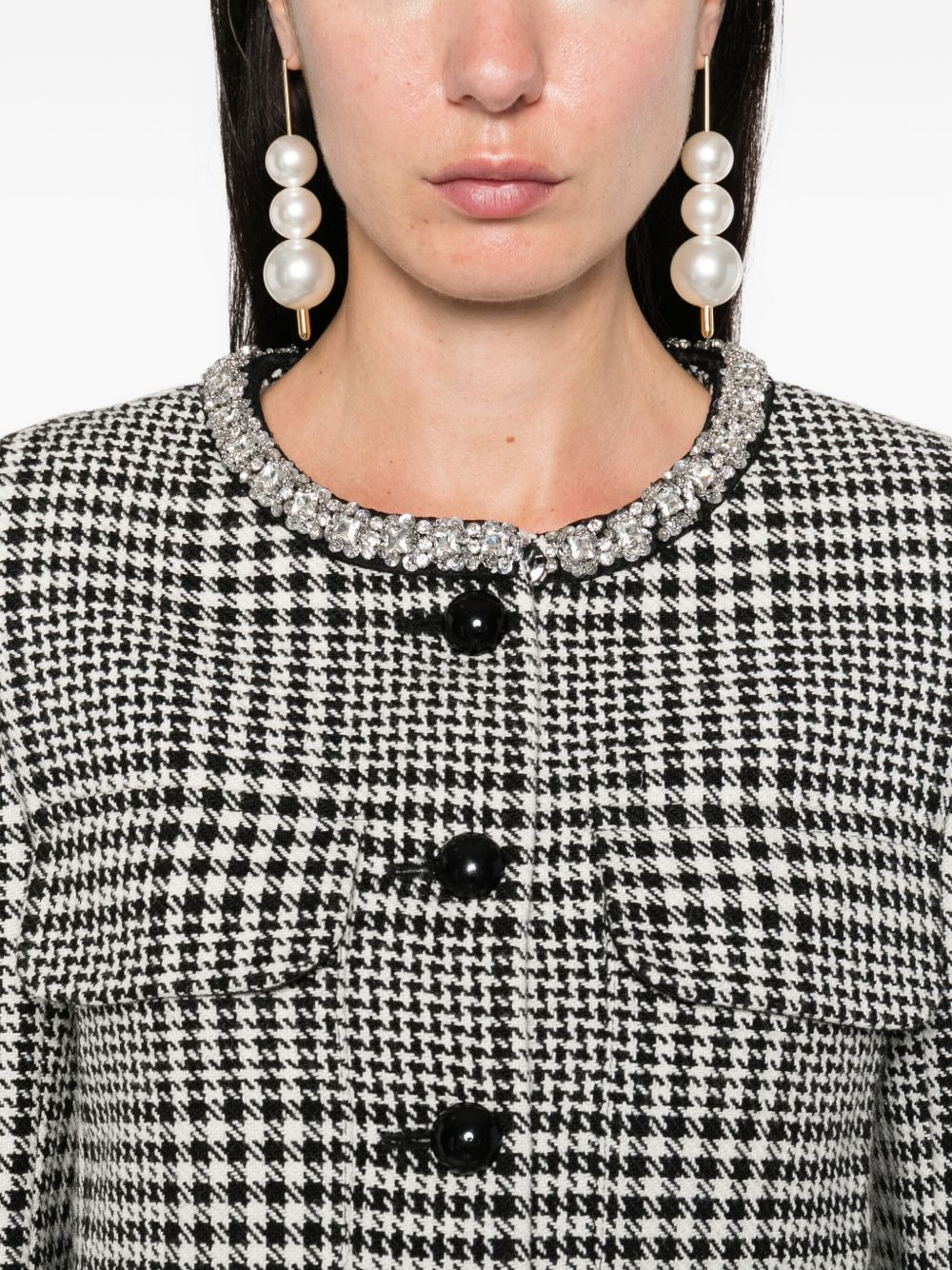 houndstooth cropped jacket - 5