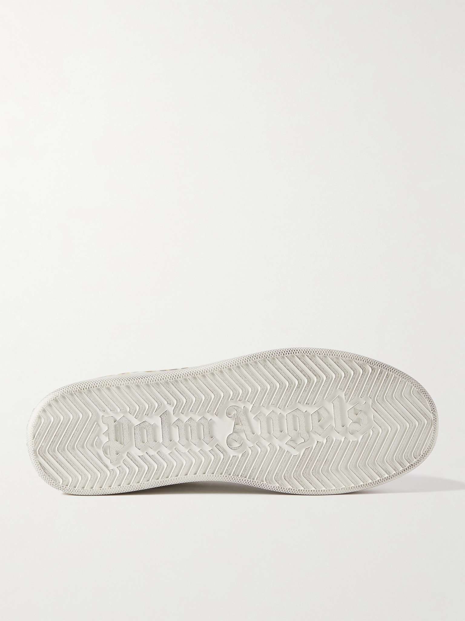Distressed Logo-Print Suede-Trimmed Leather Sneakers - 6