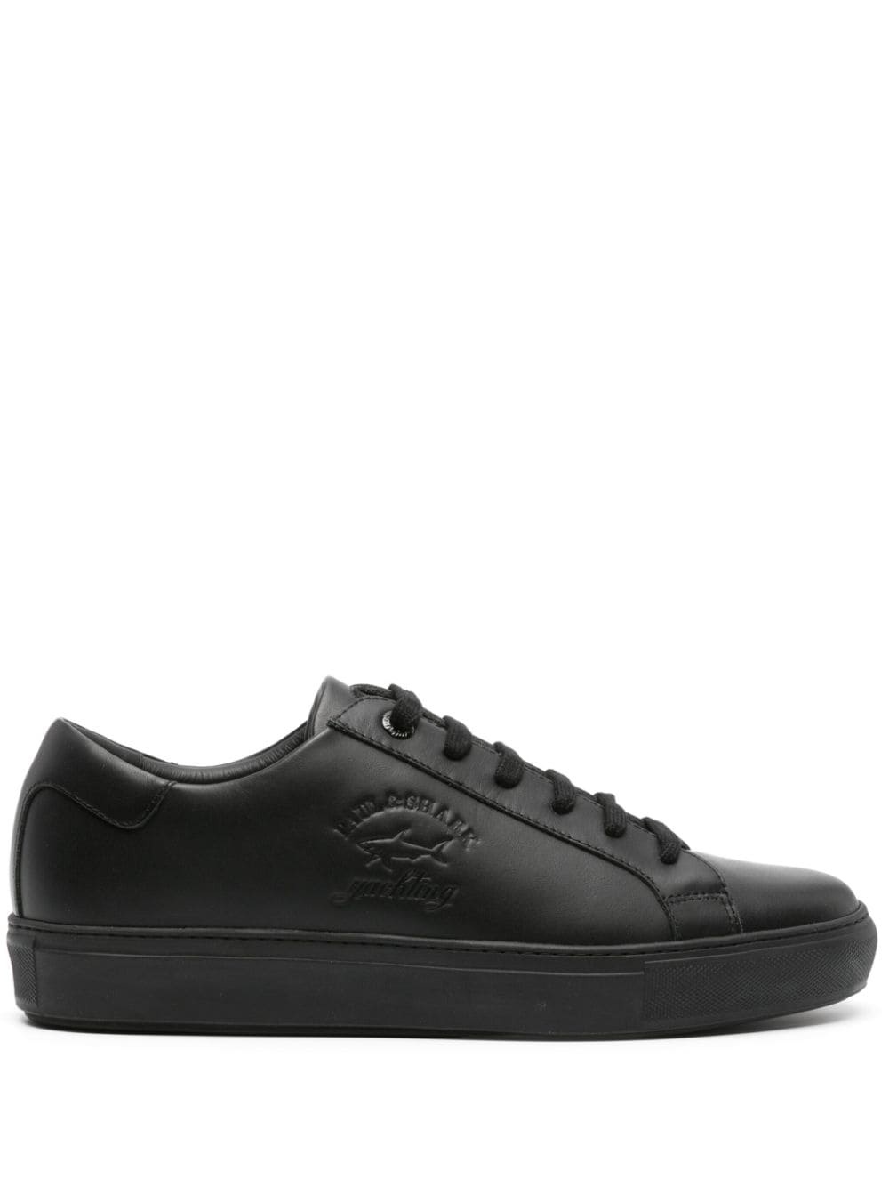 logo-debossed panelled leather sneakers - 1