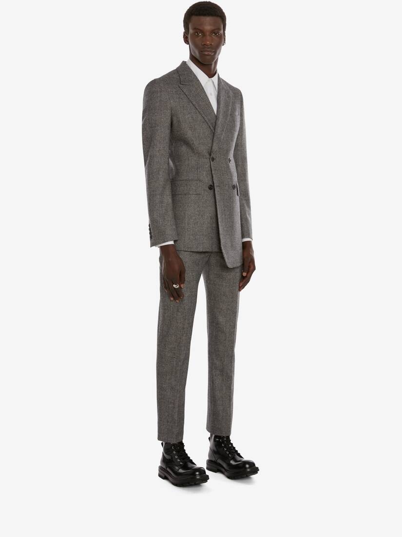 Prince Of Wales Wool Flannel Jacket in Mid Grey - 3