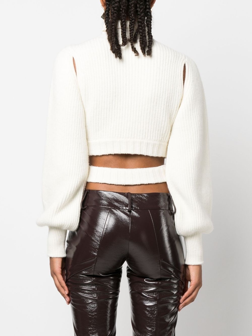 roll-neck cropped knit jumper - 4