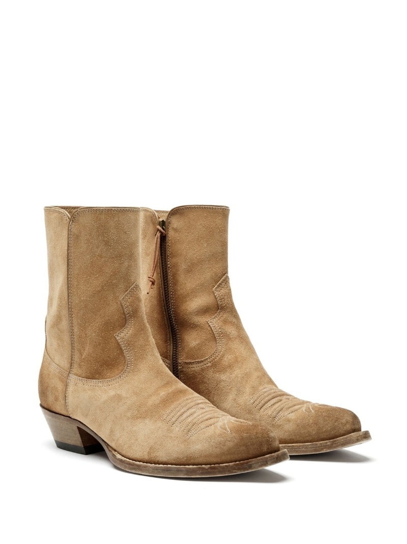 pointed-toe western suede boots - 2