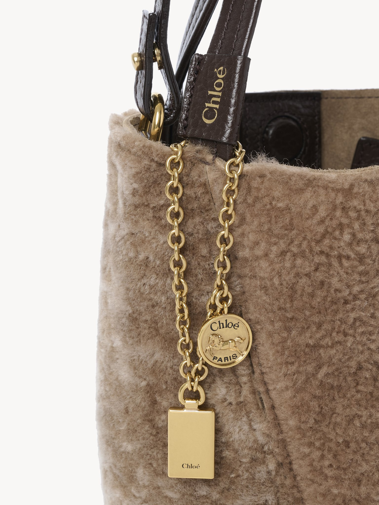 SMALL CHLOÉ SPIN TOTE BAG IN SHEARLING - 6