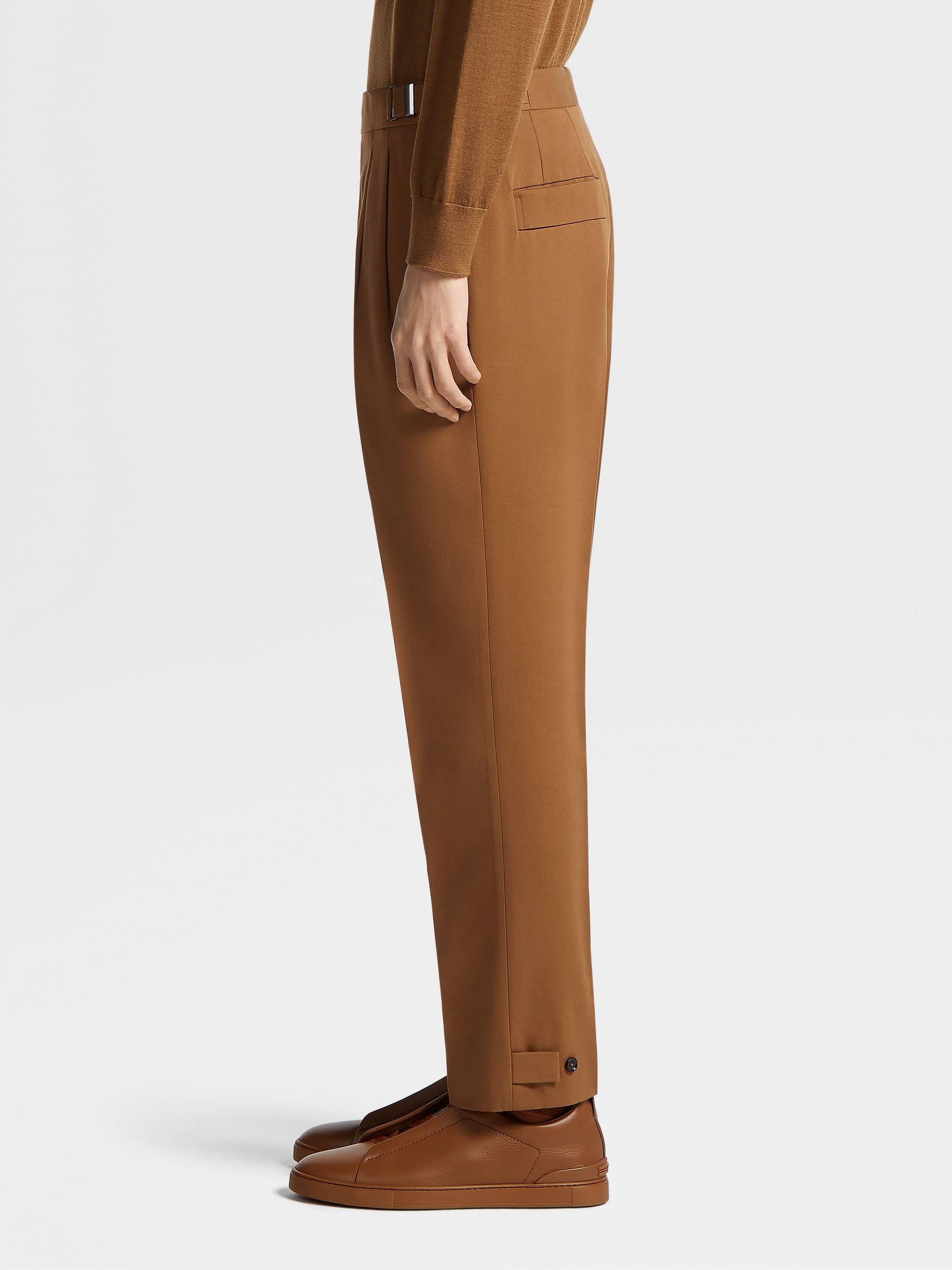 DARK FOLIAGE COTTON AND WOOL PANTS - 4