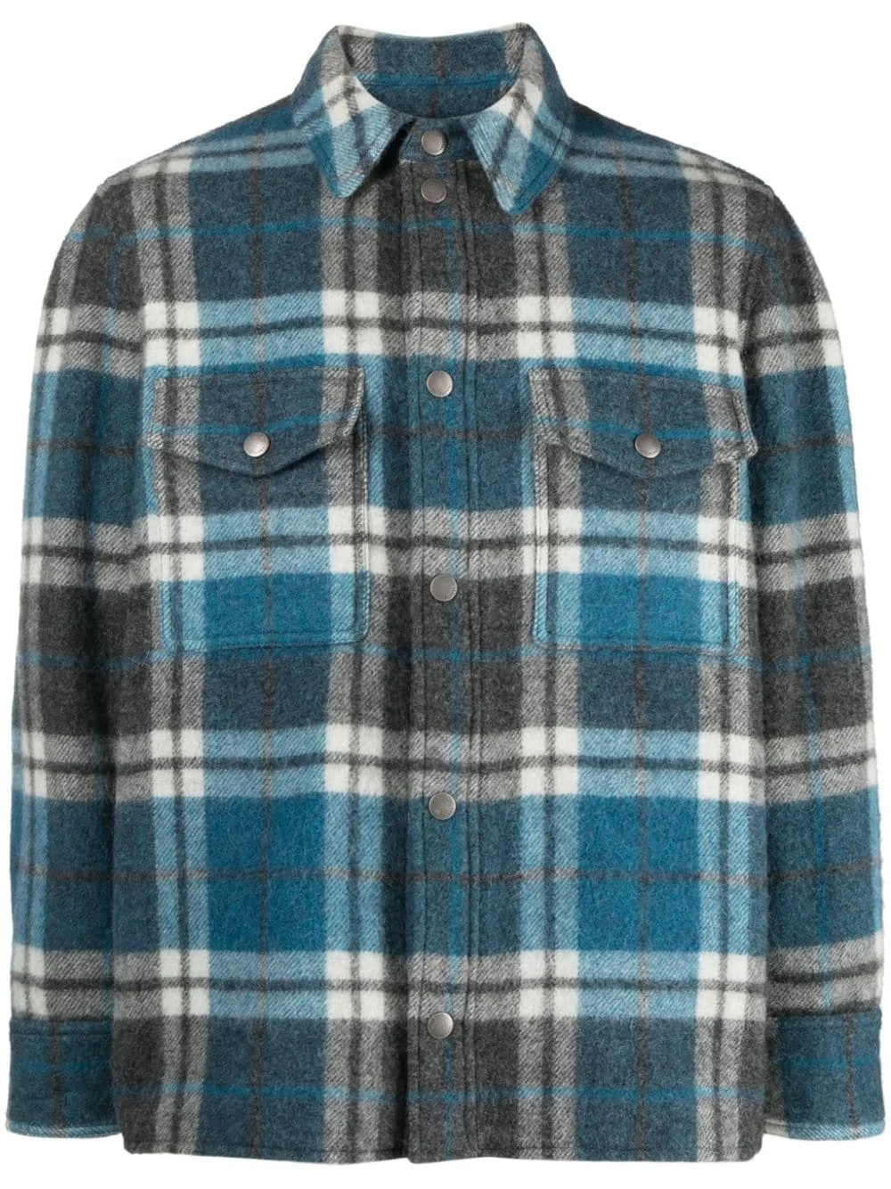 check-pattern virgin wool-blend shirt - 1