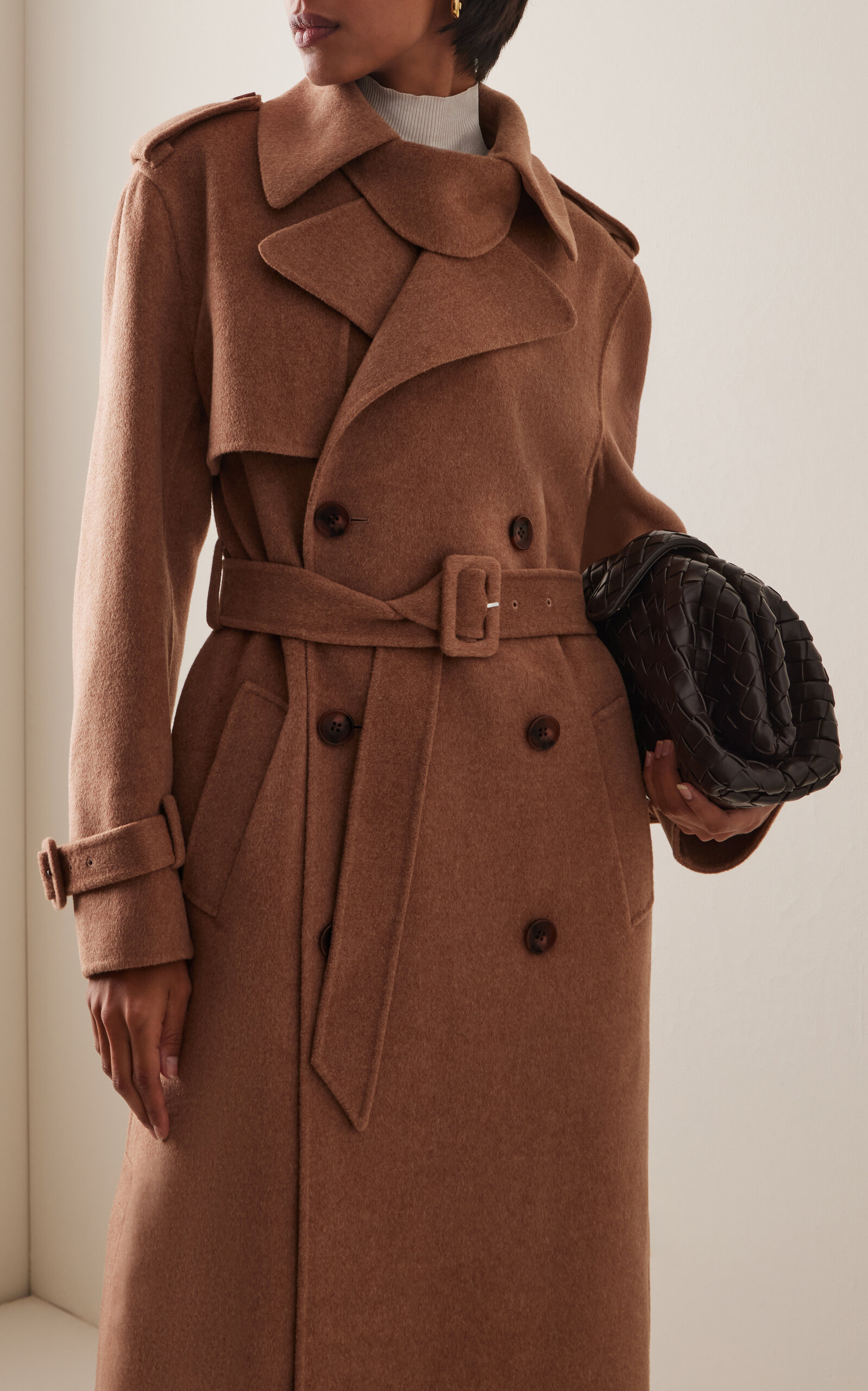 Rumi Belted Long Coat tan - 3