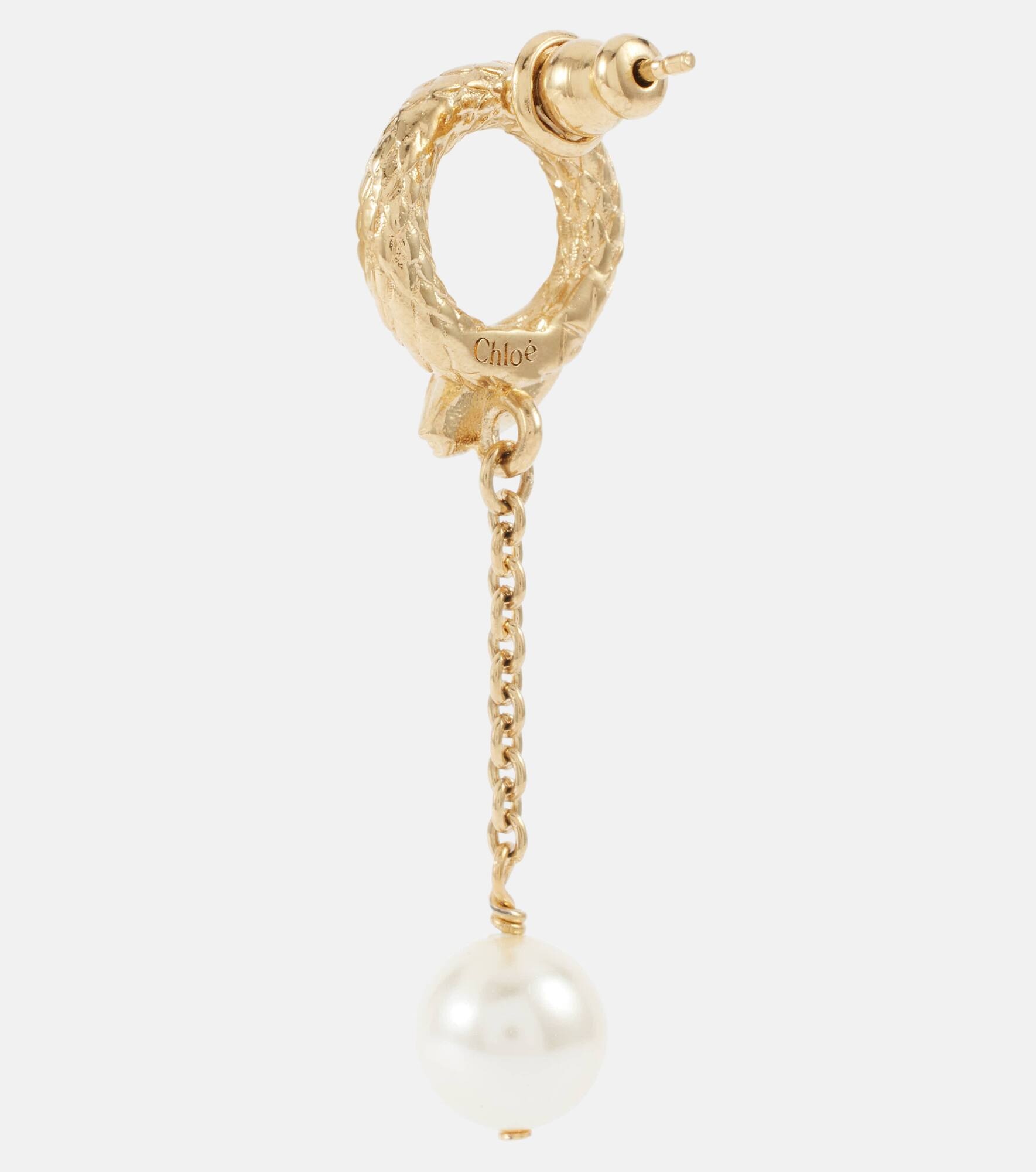 Chloé Snake faux pearls drop earrings - 5