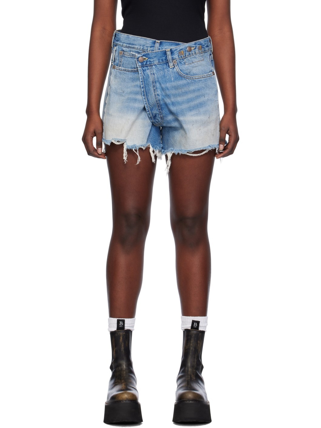 SSENSE Exclusive Blue Crossover Denim Shorts - 1