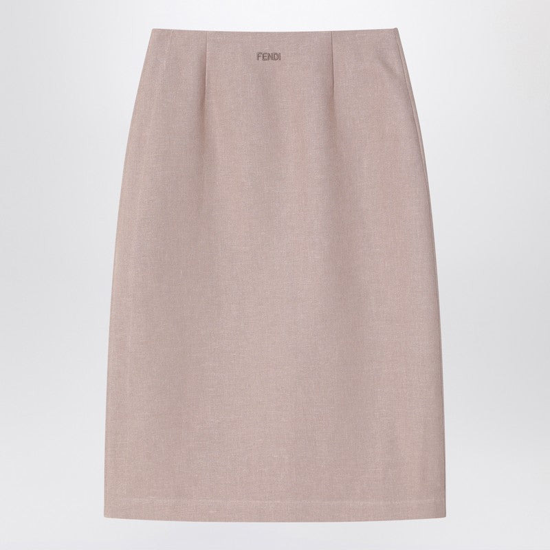 Fendi Linen Beige Longuette Skirt Women - 2