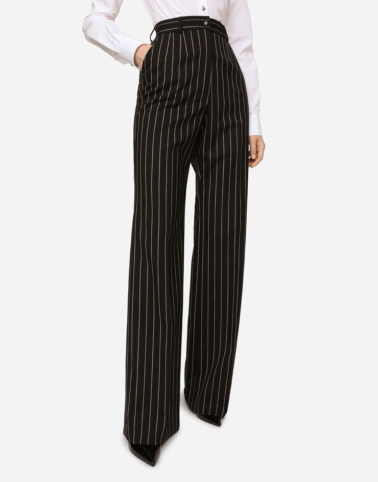 Pinstripe wool palazzo pants - 4