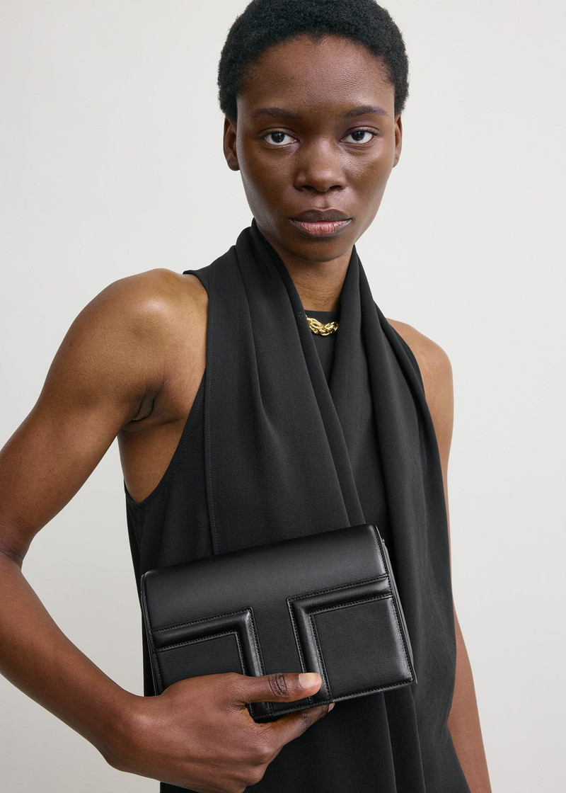 Mini T-flap leather bag black 3