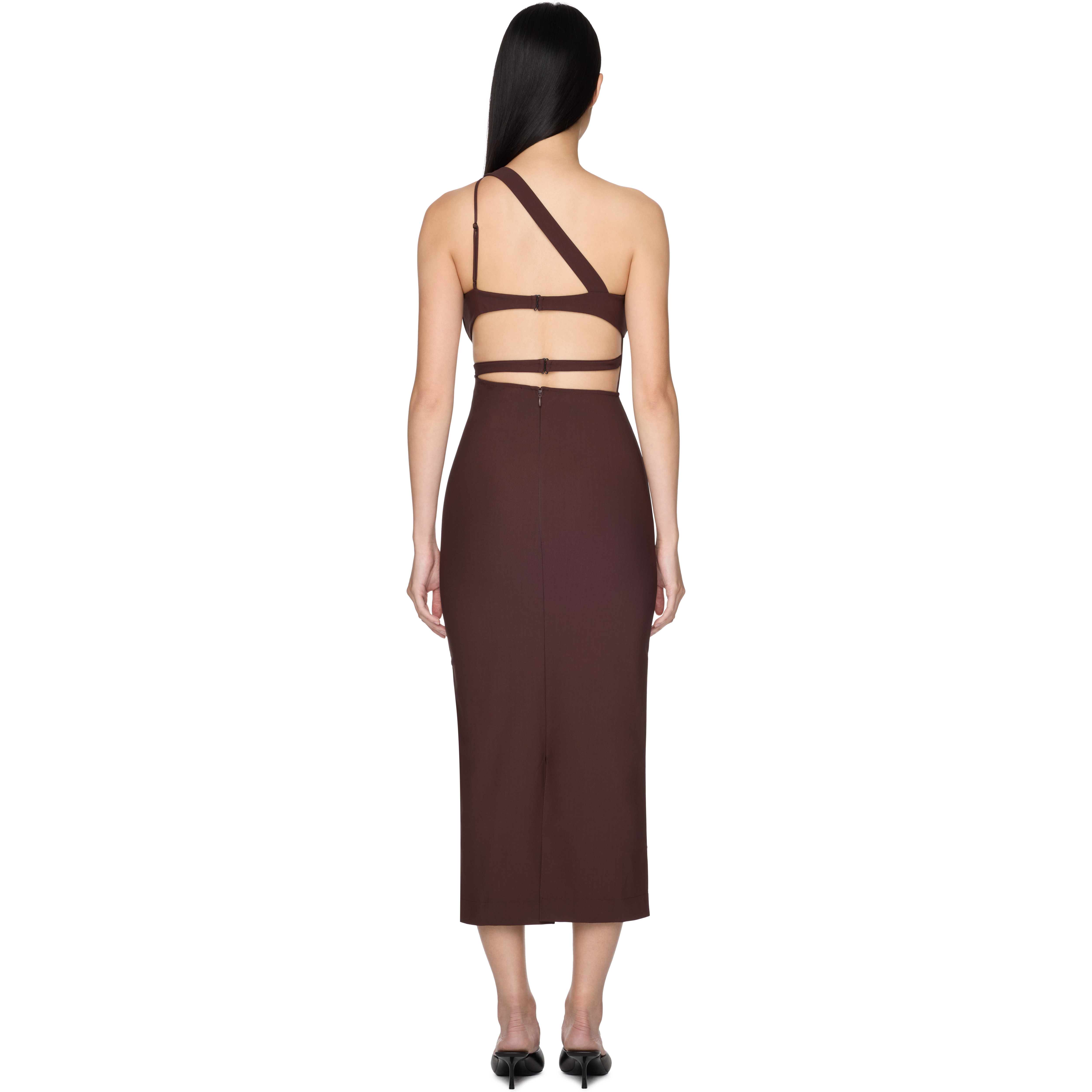 Asymmetric Cut-Out Silk Midi Dress - 3