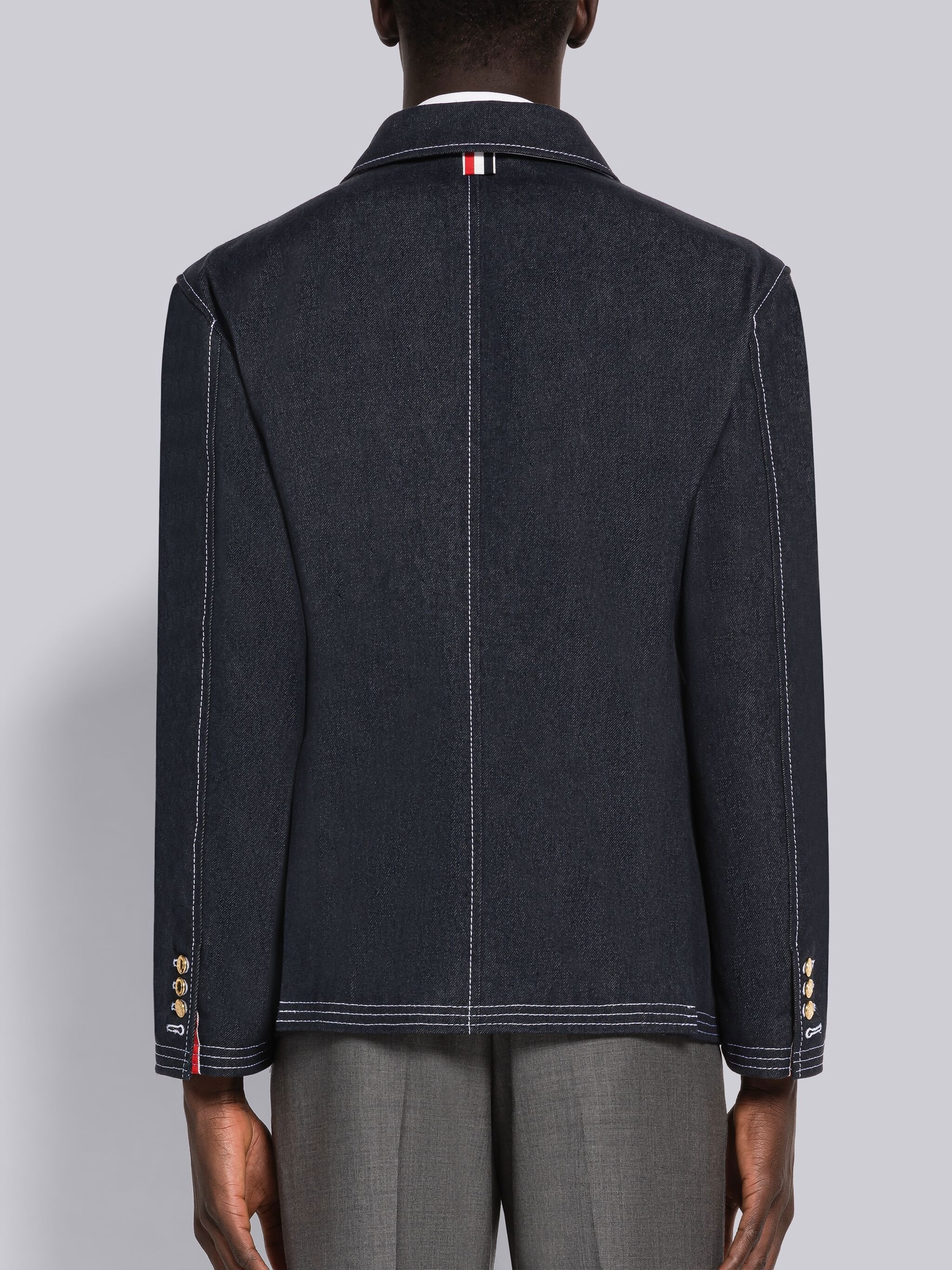 Selvedge Denim Track Stitch Button Front Jacket - 3