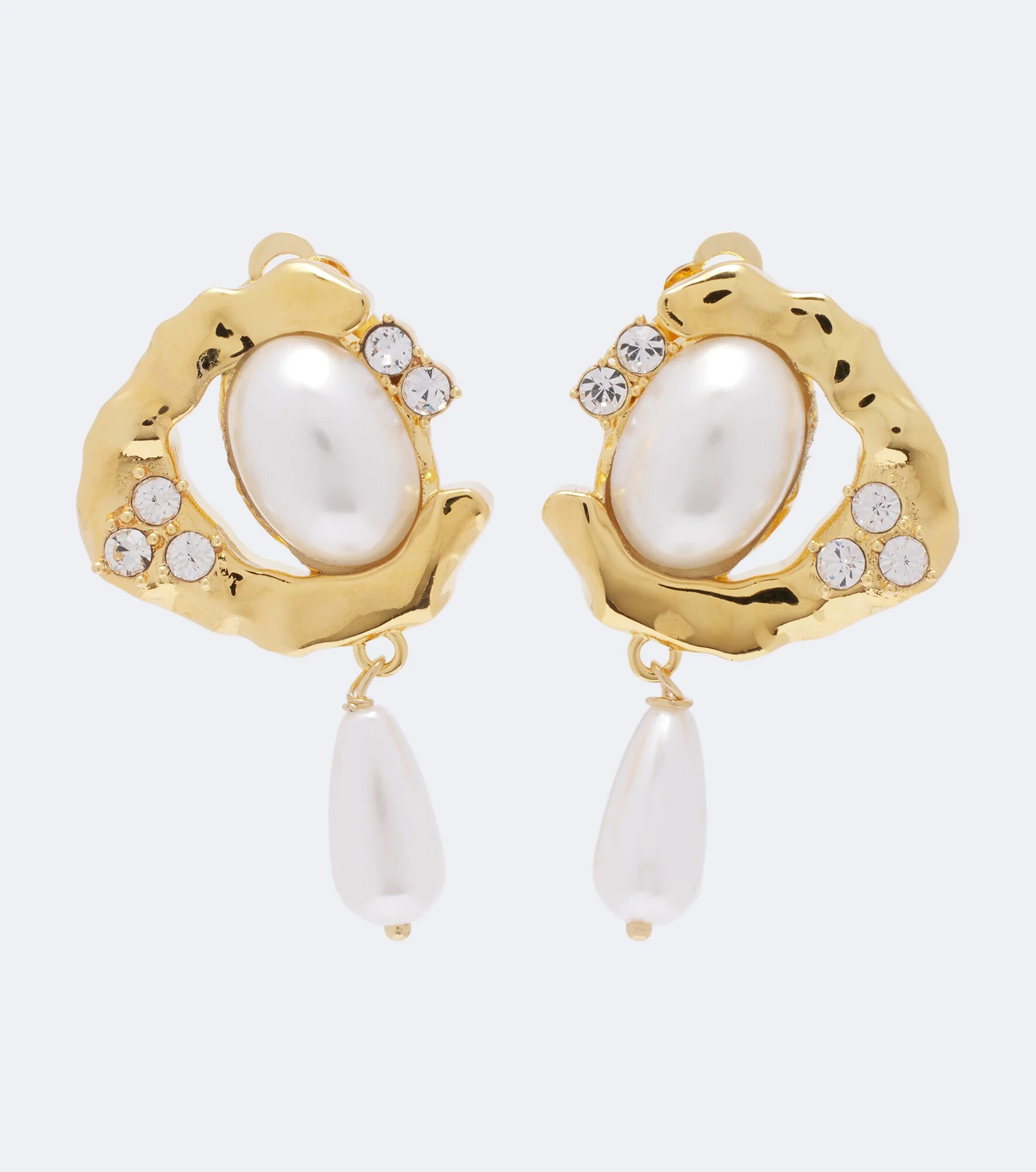 Embellished pearl drop earrings - 1