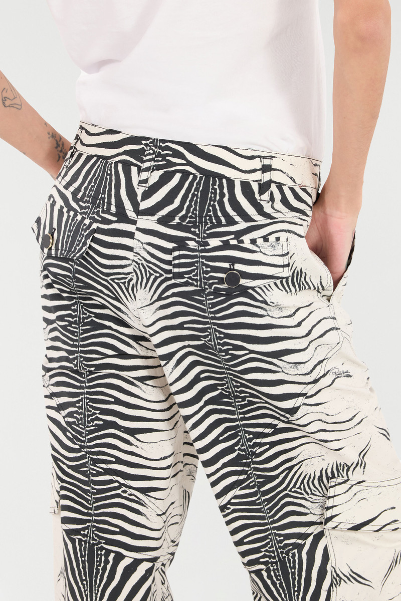 Stretch Cotton Pants With White Tigress Print 7
