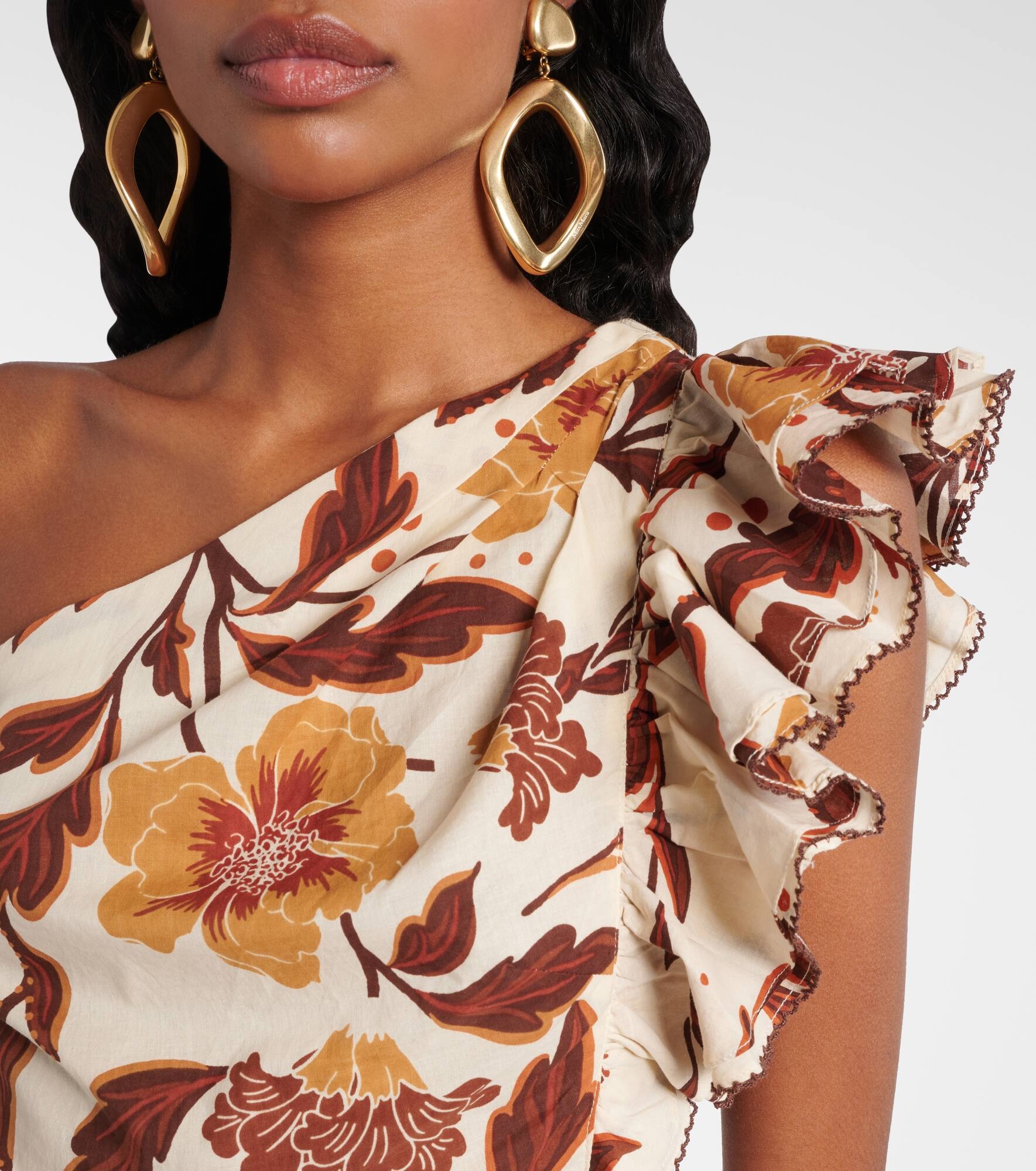 Corinne floral ruffled cotton minidress - 4
