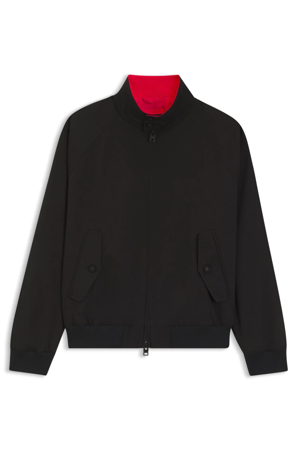 TWILL BOMBER JACKET WITH BUTTONED STAND COLLAR - 1