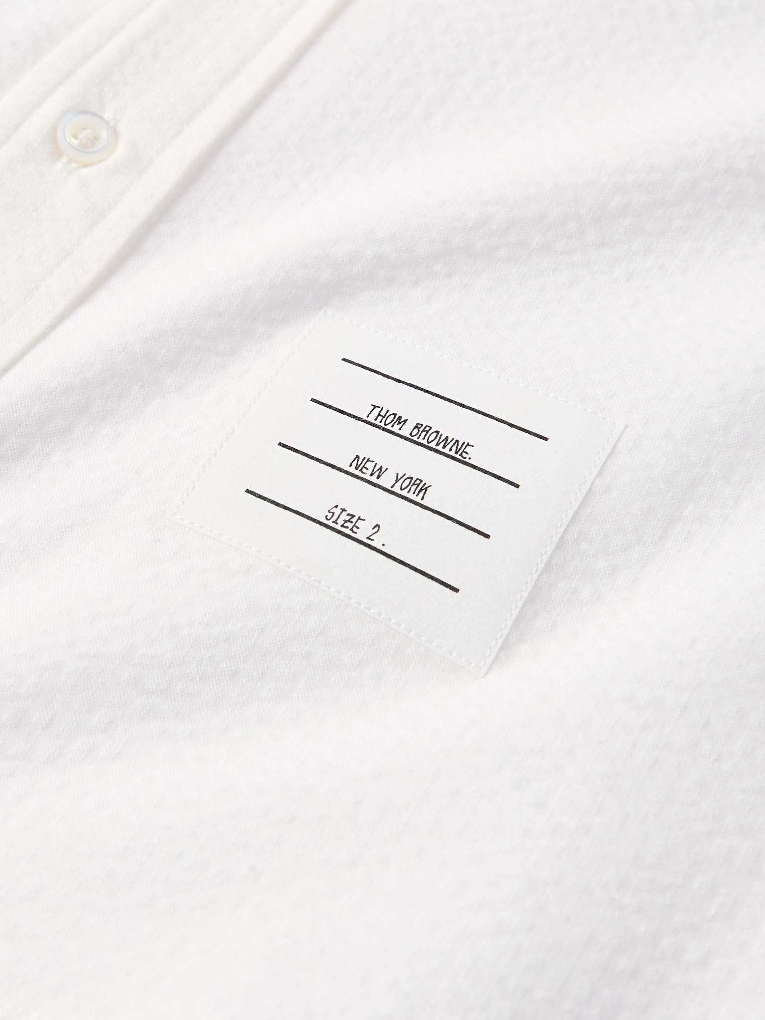 Penny-Collar Striped Grosgrain-Trimmed Cotton-Seersucker Shirt - 4