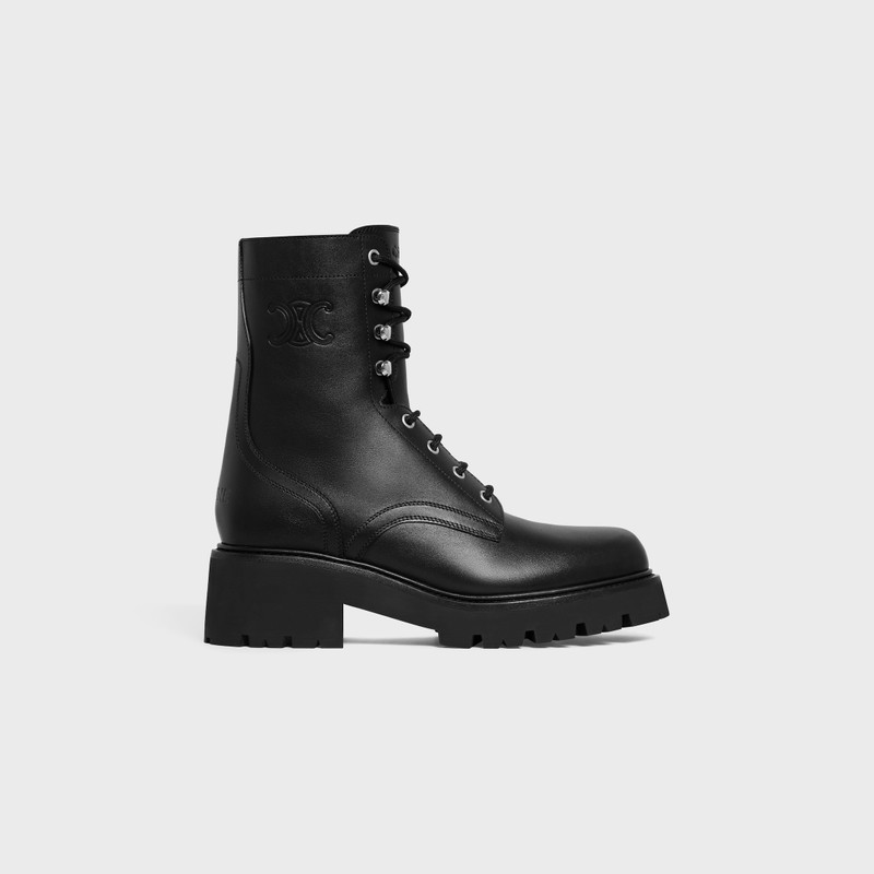 CELINE TRIOMPHE RANGERS MID LACE-UP BOOT in SHINY BULLSKIN 1