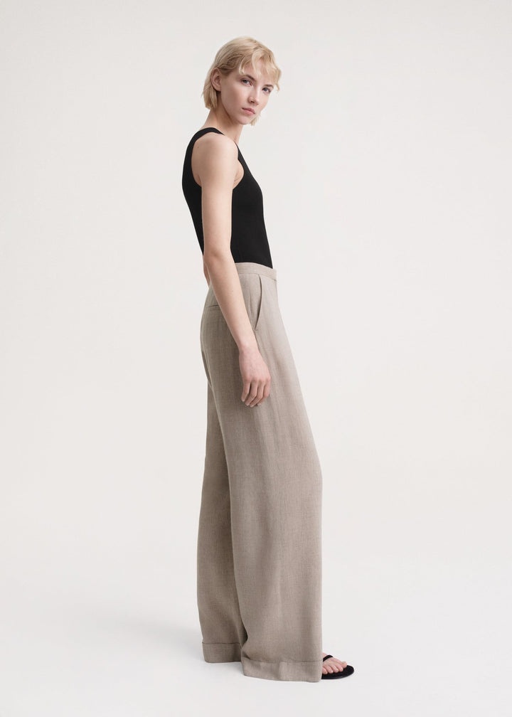 Wide fluid trousers light brown mélange - 3