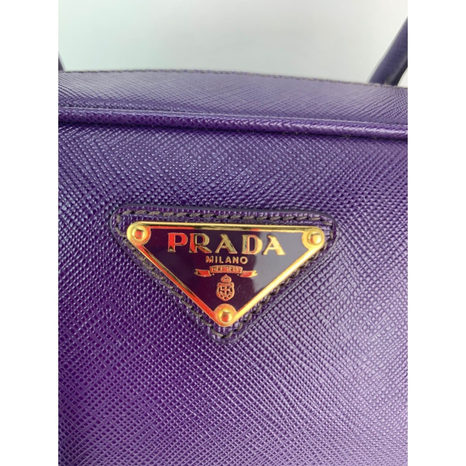 Prada Saffiano Leather Lux Small  Top Handle Viola Purple Handbag - 10