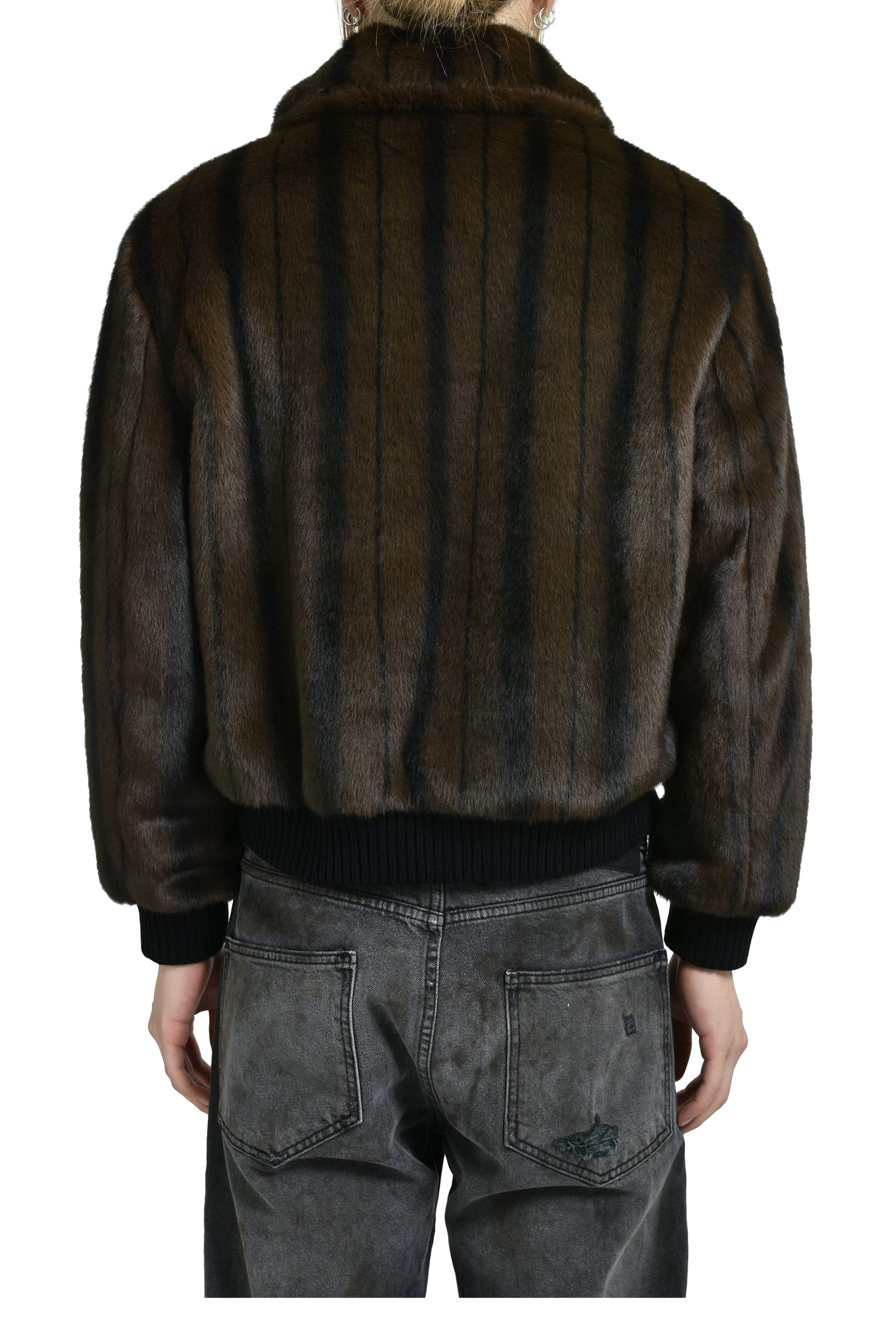 FAUX-MINK HARRINGTON JACKET / BLK BRW - 2