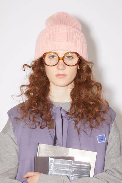 Acne Studios Ribbed knit beanie hat - Faded pink melange outlook