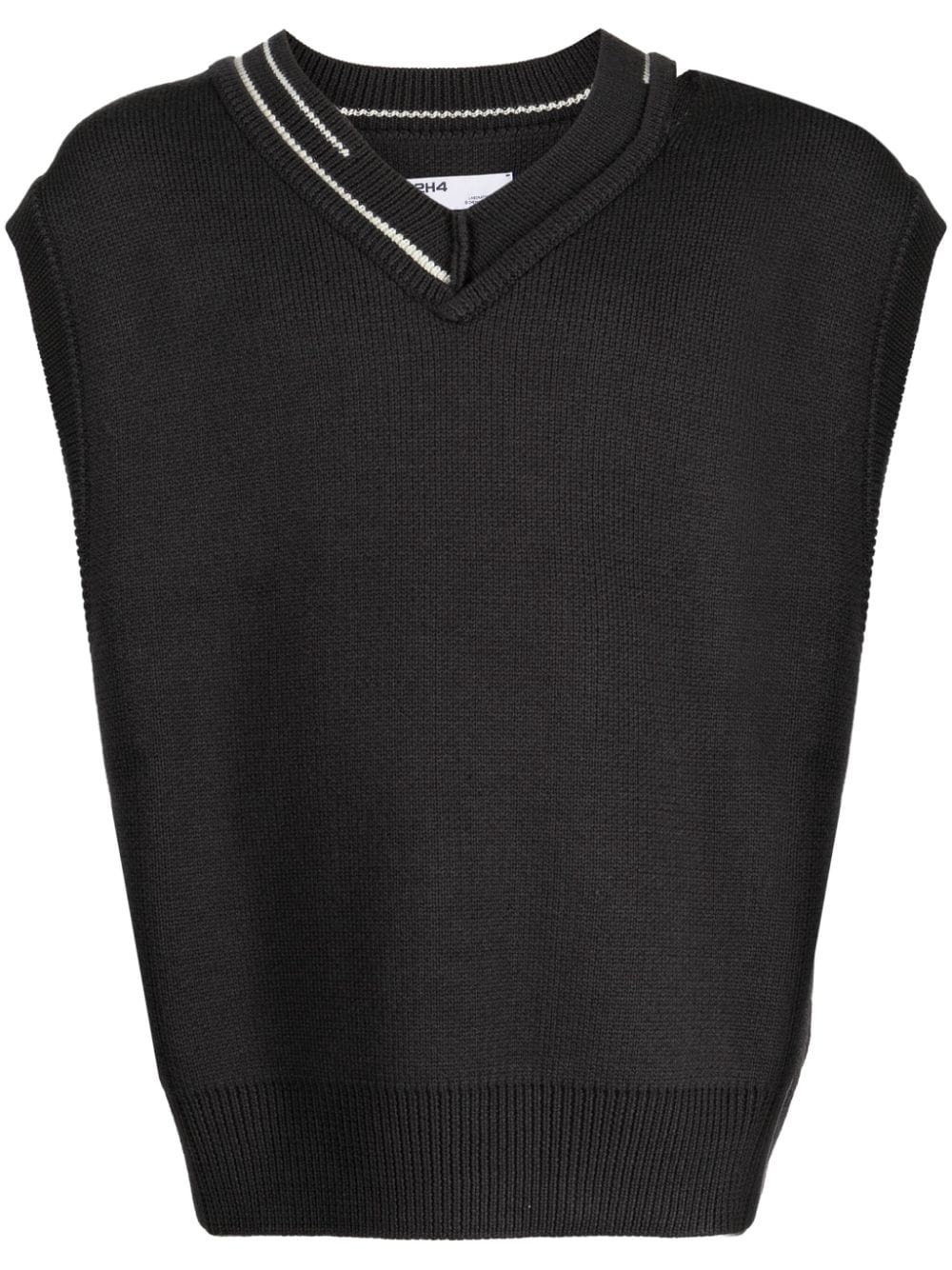 V-neck stripe-detailing vest - 1