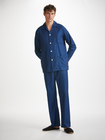 Derek Rose Men's Classic Fit Pyjamas Paris 26 Cotton Jacquard Navy outlook