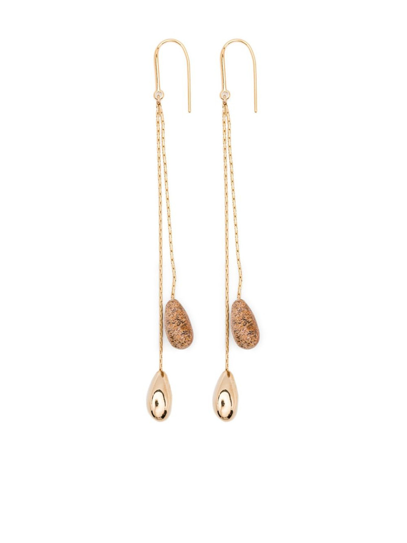 Imala gold-chain stone earrings 1