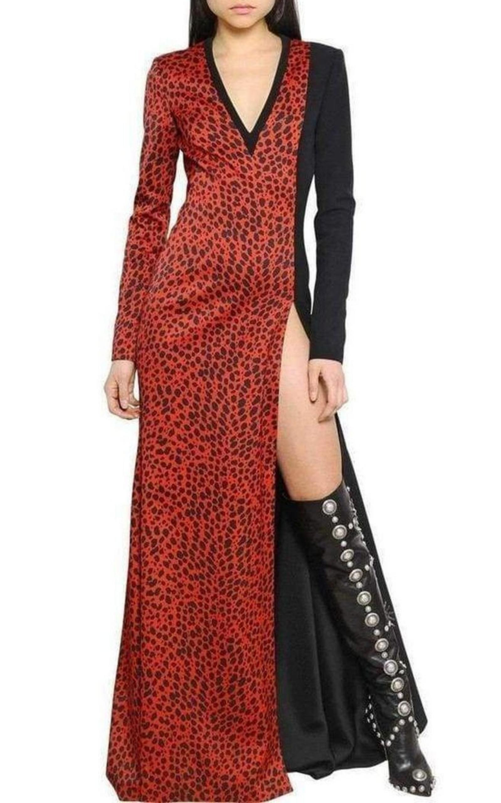 Fausto Puglisi - Red Leopard Print Stretch Silk Gown - 4