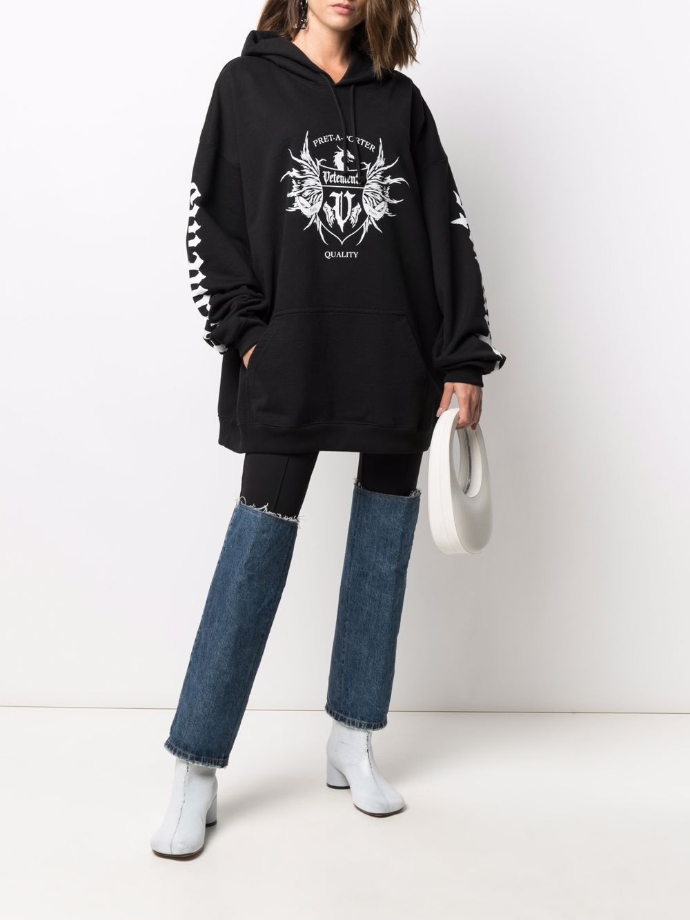 logo-print long-sleeved hoodie - 3