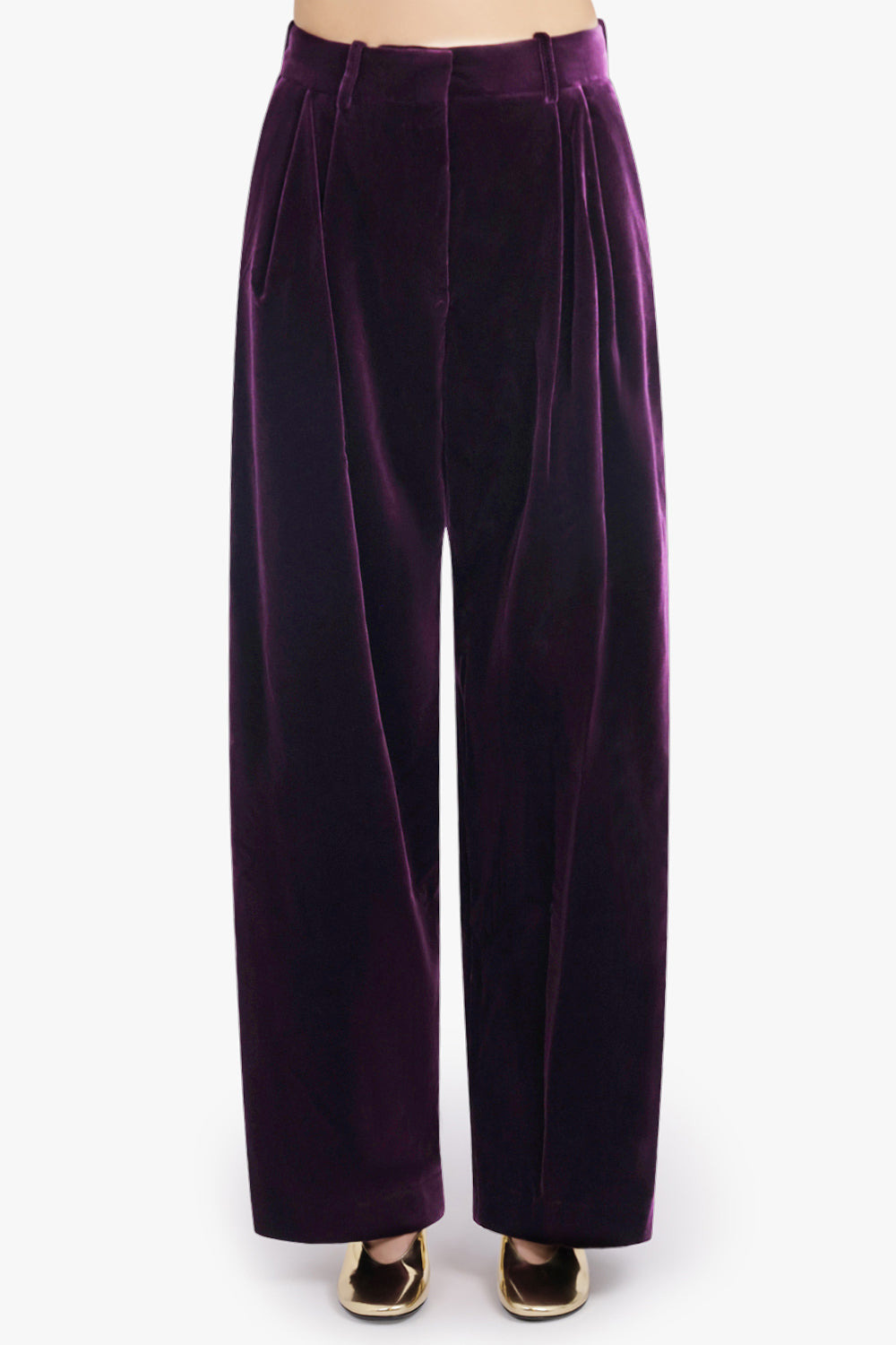 HIGH WAIST VELVET PANT | PURPLE - 3