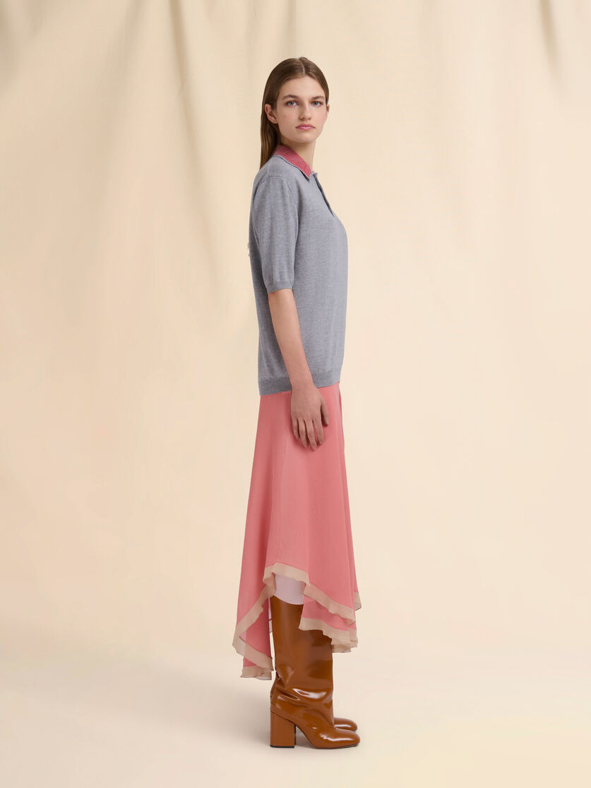 PINK CREPONNE PEPLUM SKIRT - 5