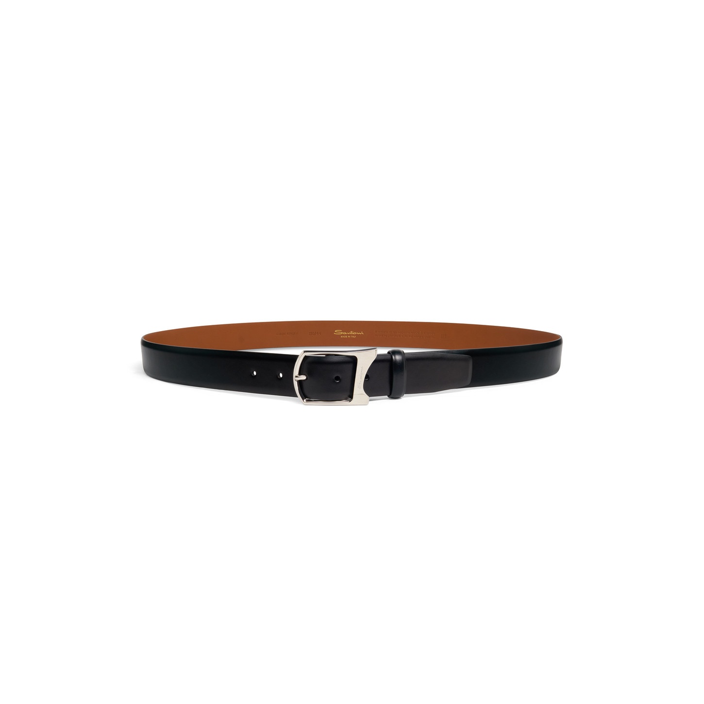 Men's green leather adjustable belt - 3