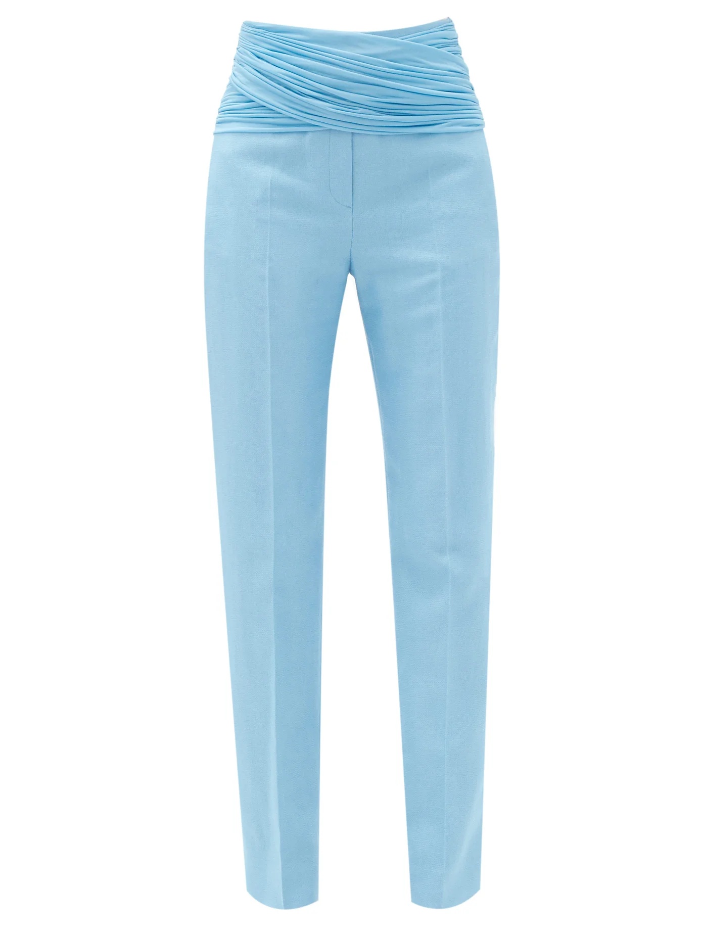 Chiffon-waist wool-blend slim trousers - 1