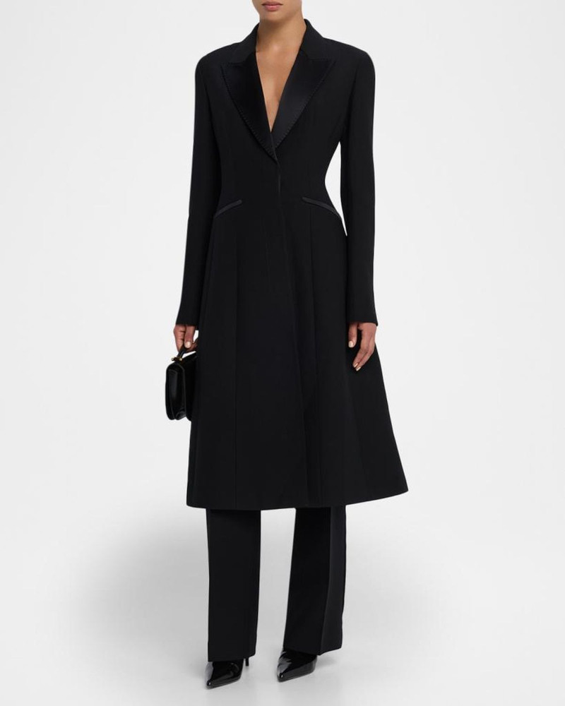 Satin-Trim Crepe Tuxedo Midi Dress 4