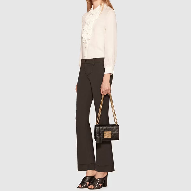 (WMNS) Gucci Padlock Signature Bag 'Black Gold' 409487-CWC1G-1000 - 6