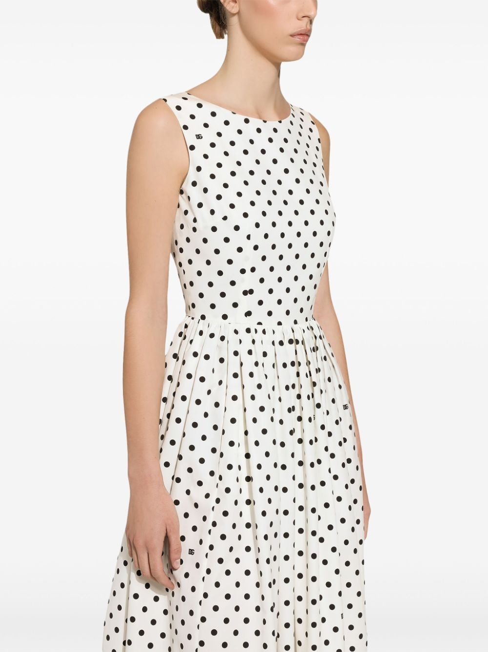 polka-dot cotton midi dress - 4