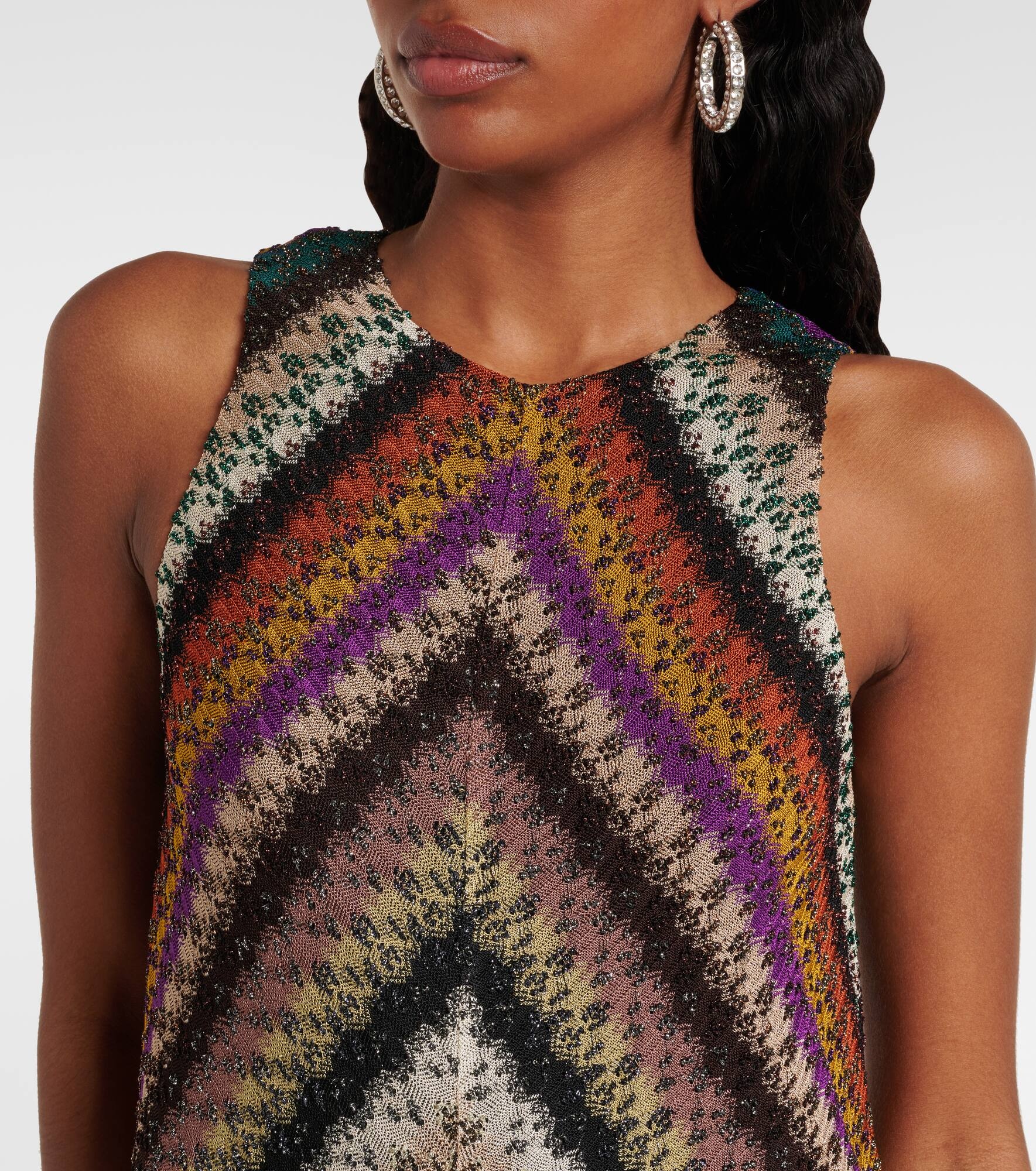 Zigzag knitted lamé minidress - 4